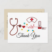 医師、看護、医療サンキューカード インビテーションポストカード (正面/裏面)