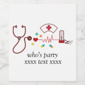 医師，看護，医療，病院 ワインラベル (シングルラベル)