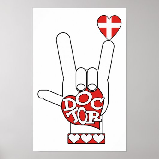 医師ASLサイン私はあなたを愛している – ハート – メディカルクロス ポスター (正面)