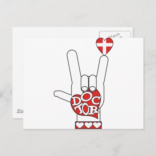 医師ASLサイン私はあなたを愛している – ハート – メディカルクロス ポストカード (正面/裏面)