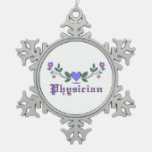 医師CSスノーフレークピュータークリスマス装飾 スノーフレークピューターオーナメント (正面)