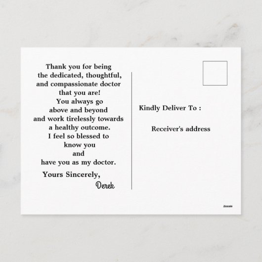 医感謝してい用はがき シーズンポストカード (裏面)