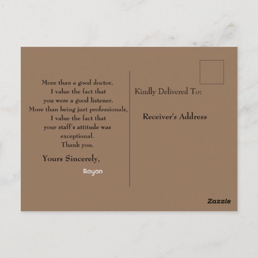 医感謝してい用はがき ポストカード (裏面)