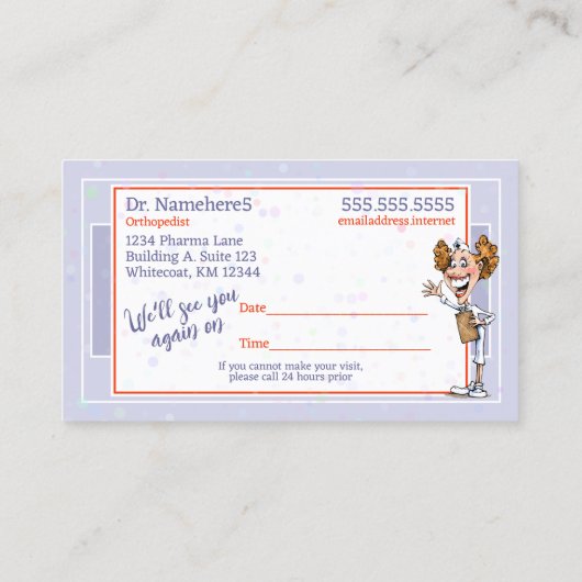 医用おもしろいアポイントメントリマインダーハッピーナース 名刺 (裏面)