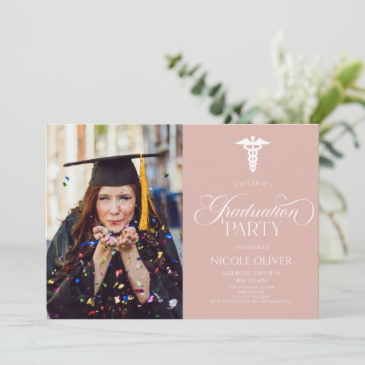 医用エレガント分体カスタム写真卒業 招待状 (スタンド正面)