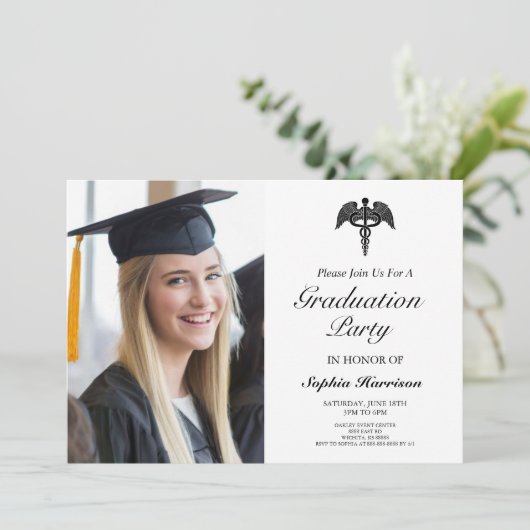 医用エレガント分体カスタム写真卒業 招待状 (スタンド正面)