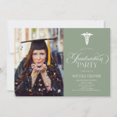 医用エレガント分体カスタム写真卒業 招待状 (正面)