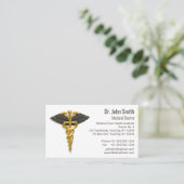 医用エレガント金ゴールドカドゥセウス上品なブラックウィングス 予約カード (スタンド正面)