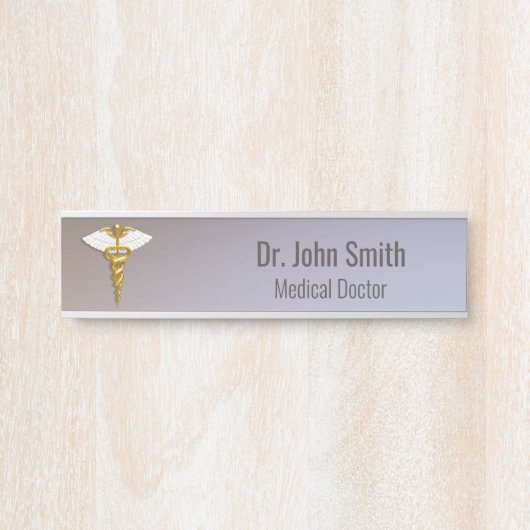 医用エレガント金ゴールドカドゥセウス白翼 サインプレート (正面)