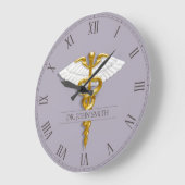 医用エレガント金ゴールドカドゥセウス白翼 ラージ壁時計 (傾斜)