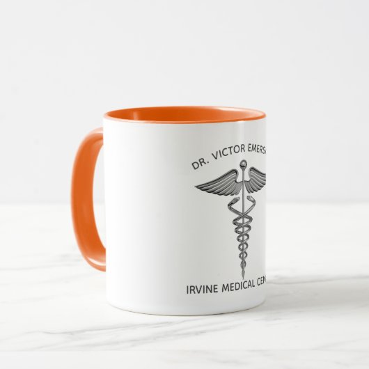 医用カドゥセウスパーソナライズされた記号 マグカップ (正面左)