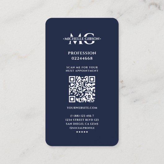 医用ナースカドゥセウス暗黒海軍ブルーモダン 名刺 (裏面)