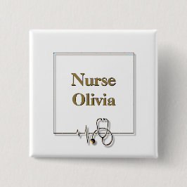 医用ナース医師聴診器 缶バッジ