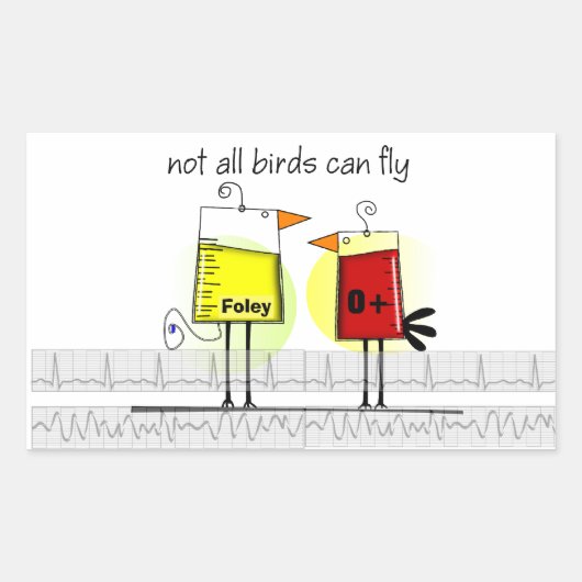 医用ナース鳥 長方形シール (正面)