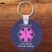 医用パーソナライズされたアレルギー警報キーホルダー キーホルダー (正面)