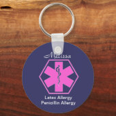 医用パーソナライズされたアレルギー警報キーホルダー キーホルダー (正面)