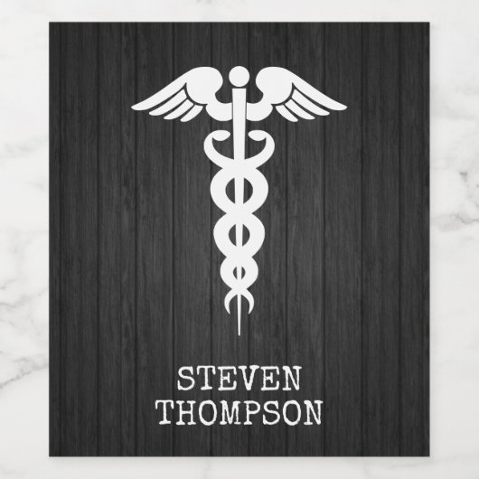 医用パーソナライズされたシンボルカドゥセウスドクターナース ワインラベル (シングルラベル)