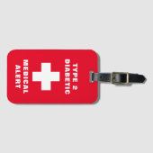 医用パーソナライズされた注意糖尿病型2 ラゲッジタグ (正面横)