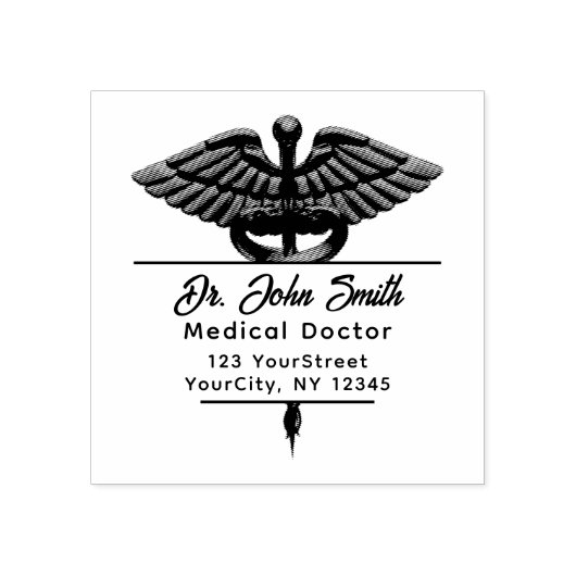 医用モダン分体スクリプト名差出人住所 ラバースタンプ (インプリント)