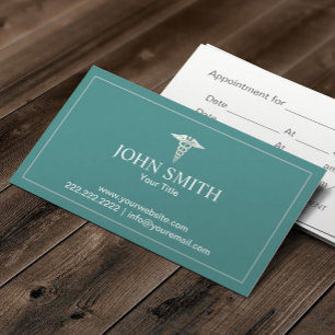 医用気にアポイントメントプレーンティール(緑がかった色) 予約カード