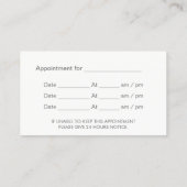 医用気にアポイントメントプレーンティール(緑がかった色) 予約カード (裏面)