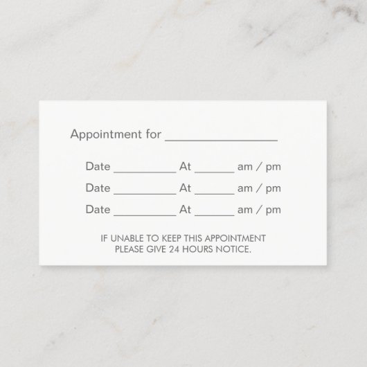 医用気にアポイントメントプレーンティール（緑がかった色） 予約カード (裏面)