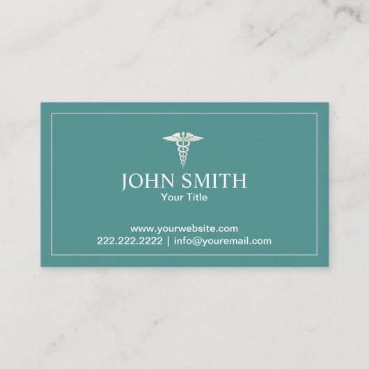 医用気にアポイントメントプレーンティール（緑がかった色） 予約カード (正面)