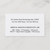 医用画像処理の放射線学 名刺 (裏面)