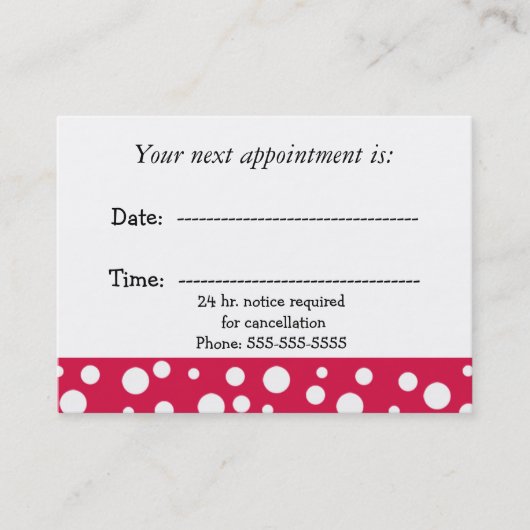 医用赤と白アポイントメント 予約カード (正面)