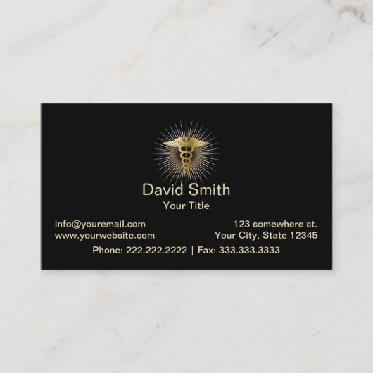 医用金ゴールドカドゥセウスエレガントダーク 名刺 (正面)