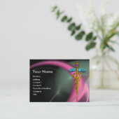 医用金ゴールド分節、ピンク緑フラクタルスワーズ 名刺 (スタンド正面)