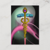 医用金ゴールド分節、ピンク緑フラクタルスワーズ 名刺 (裏面)