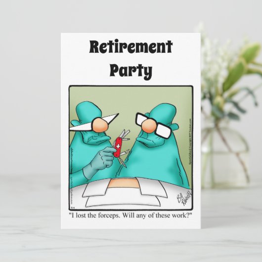 医療おもしろい退職ユーモアパーティの招待状 招待状 (スタンド正面)