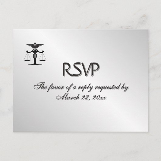 医療と法律関連シルバーメニューRSVP インビテーションポストカード (正面)