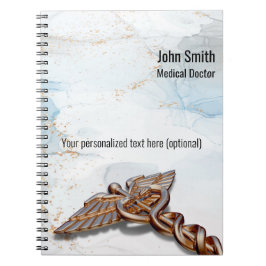 医療のカデュケウス カッパー ローズゴールド ラグジュアリー マーブル ノートブック