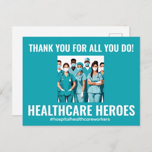 医療のヒーローに感謝！看護師と医師 ポストカード (正面/裏面)