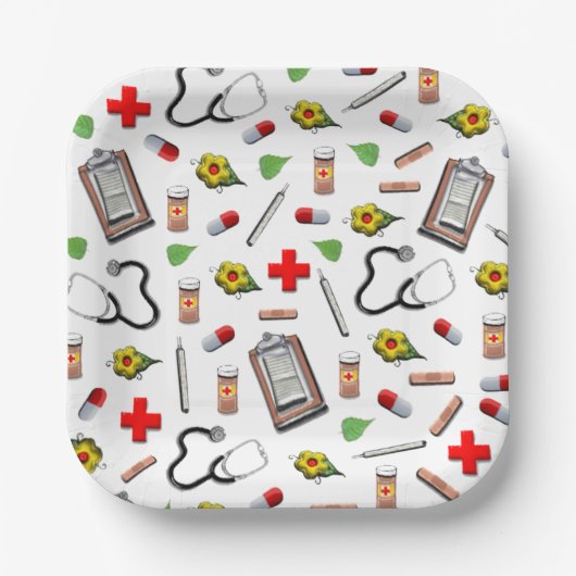 医療をテーマにした退職パーティー ペーパープレート (正面)