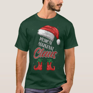 医療アシスタントのクリスマスサンタクロースとサンタパジャマ Tシャツ