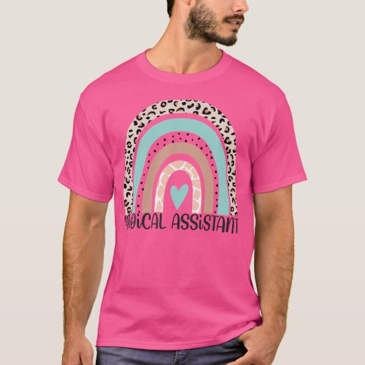 医療アシスタントマナース看護ヒョウ虹 Tシャツ (正面)