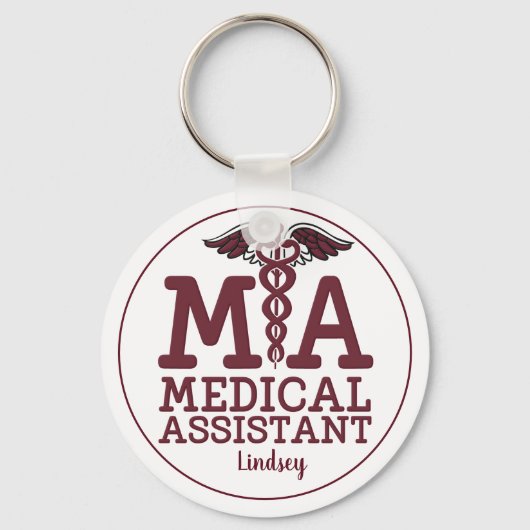 医療アシスパーソナライズされたタントブルゴーニュ・キーチェーン キーホルダー (正面)