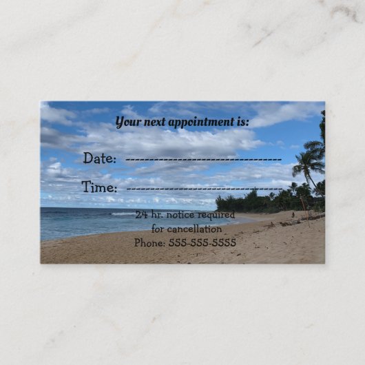 医療アポイントメントオンビーチ 予約カード (正面)