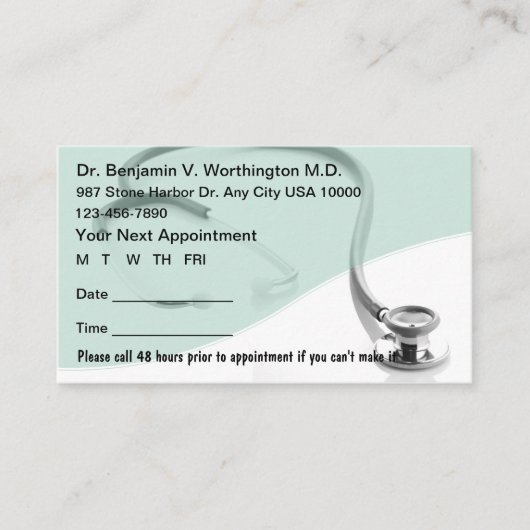 医療アポイントメントカード 予約カード (正面)
