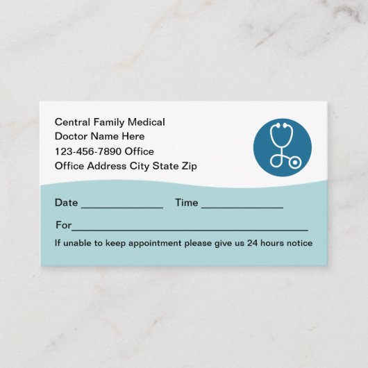 医療アポイントメントリマインダモダンー名刺 予約カード (正面)