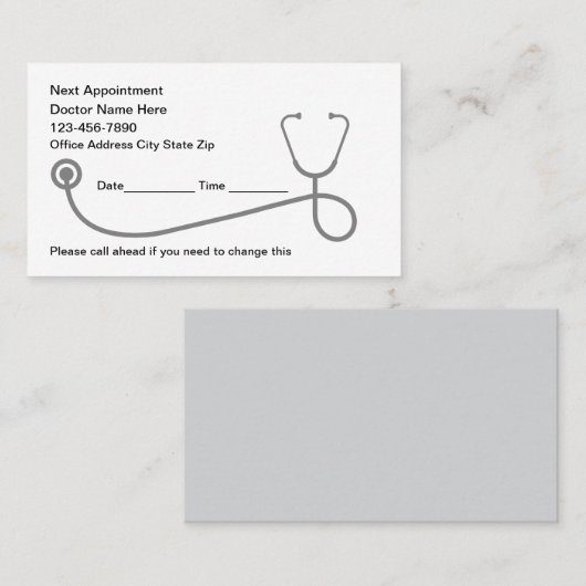 医療アポイントメントリマインダー名刺 予約カード (正面/裏面)