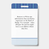 医療アラートの写真連絡名IDカードカスタム バッジ (裏面)