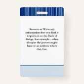 医療アラートの写真連絡名IDカードカスタム バッジ (裏面)