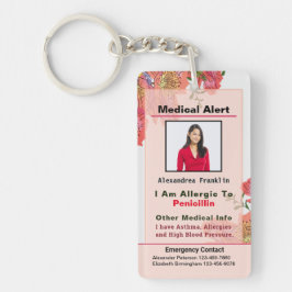 医療アラート緊急連絡カスタム キーホルダー