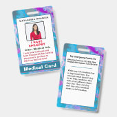 医療アラート緊急連絡カスタム バッジ (正面＆裏面)