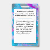 医療アラート緊急連絡カスタム バッジ (裏面)