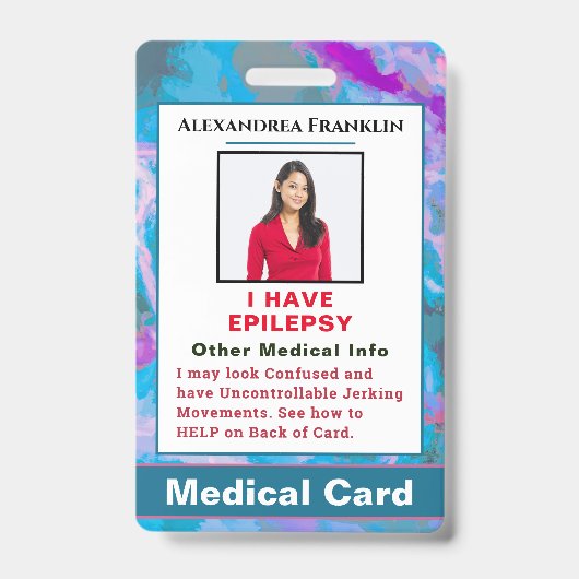 医療アラート緊急連絡カスタム バッジ (正面)